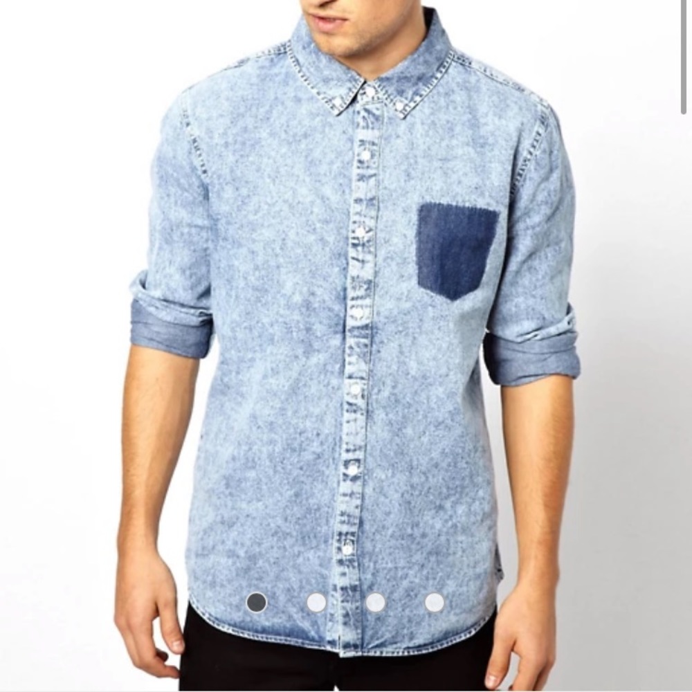 Another Influence Denim Shirt In Acid Wash Sz XL